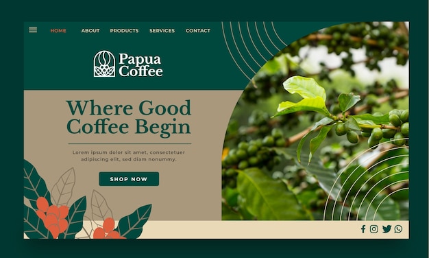 Free Vector flat design coffee plantation web template