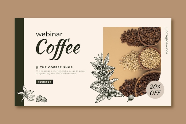 Flat design coffee plantation webinar template