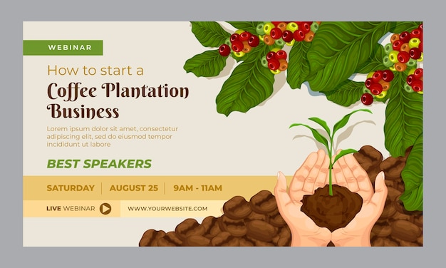 Free Vector flat design coffee plantation webinar