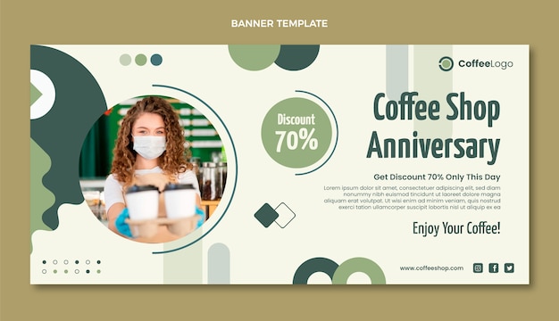 Flat design coffee shop banner design