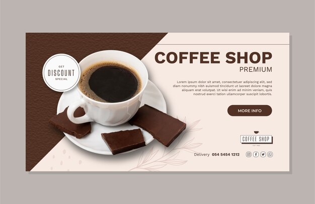 Flat design coffee shop facebook template