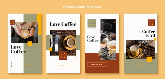 Flat design coffee shop instagram stories