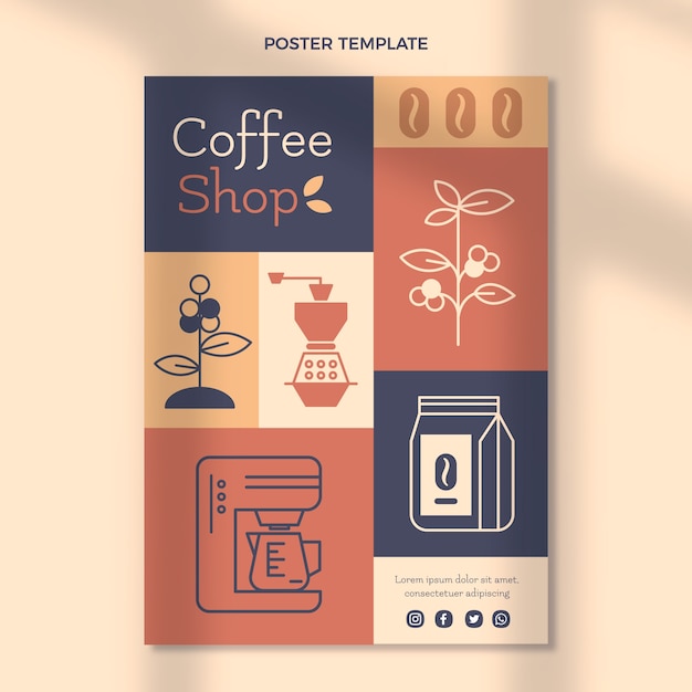 Flat design coffee shop poster