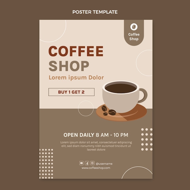 Flat design coffee shop poster