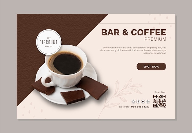 Flat design coffee shop sale background