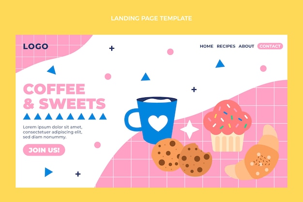 Flat design coffee and sweets landing page