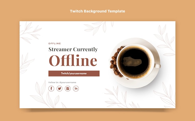 Flat design coffee twitch background