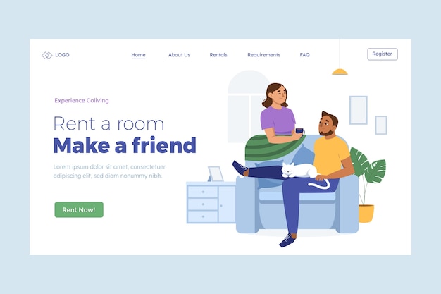 Free Vector flat design coliving  template