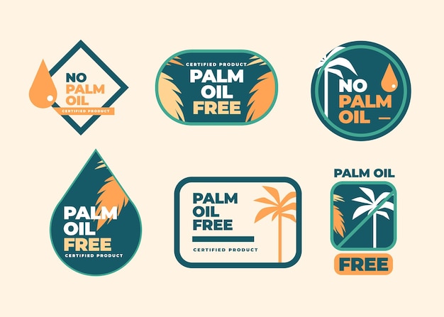 Free Vector flat design collection of palm oil badges