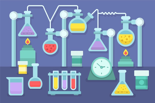 Flat design collection of science lab objects