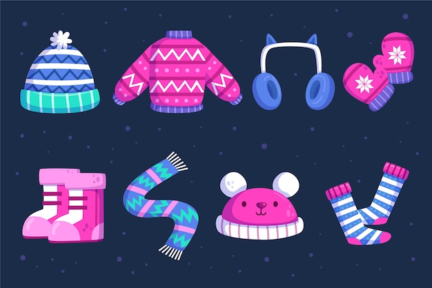 Free Vector flat design collection of winter clothes