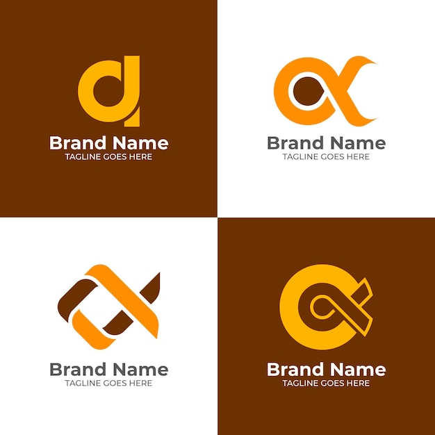 Flat design colored alpha logos