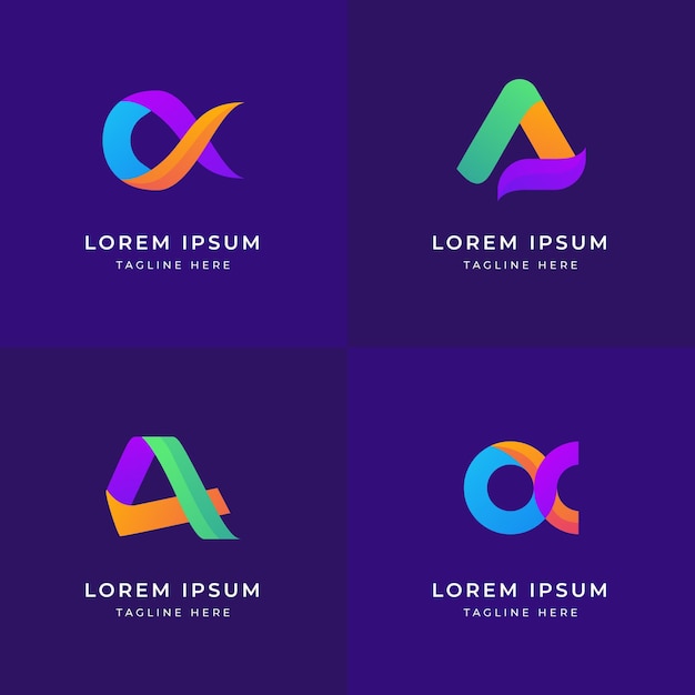 Free Vector flat design colored alpha logos