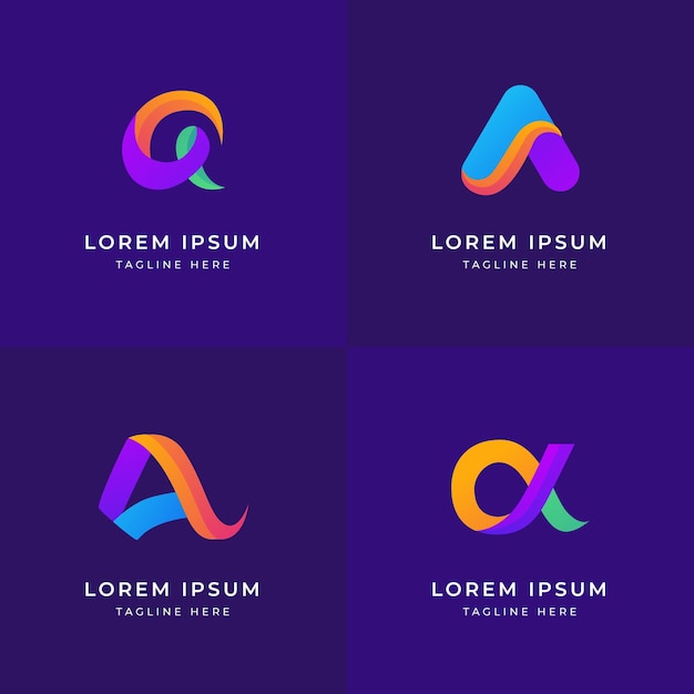 Flat design colored alpha logos