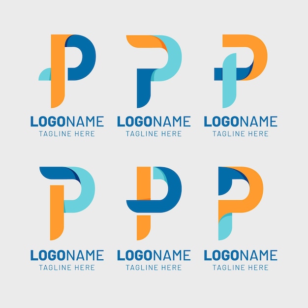 Free vector flat design colored p logos set