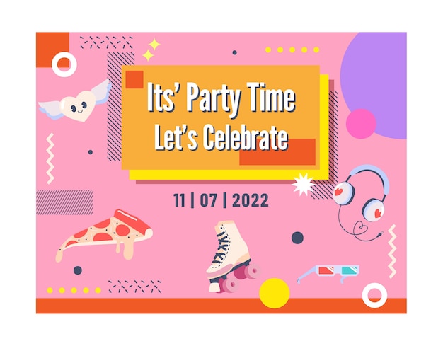 Free Vector flat design colorful 90s party photocall