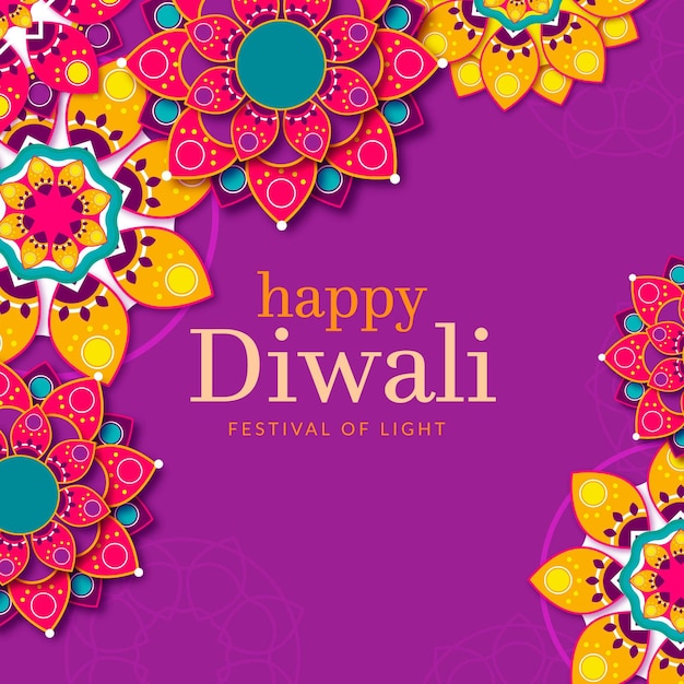 Free Vector flat design colorful diwali event