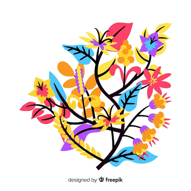 Free vector flat design of colorful floral branch