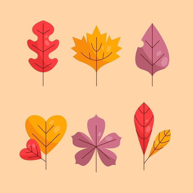 Flat design of colorful leaves