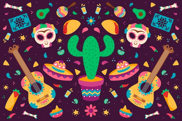 Flat design colorful mexican background