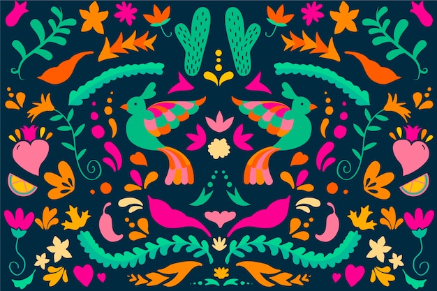 Flat design colorful mexican wallpaper theme