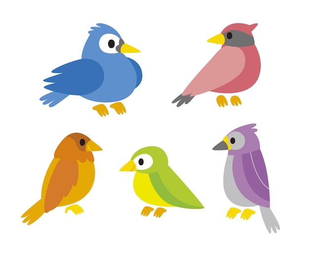 Free Vector flat design colorful robin birds collection