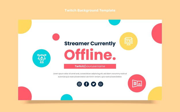 Flat design colorful technology twitch background