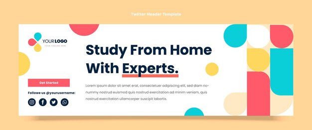 Flat design colorful technology twitter header