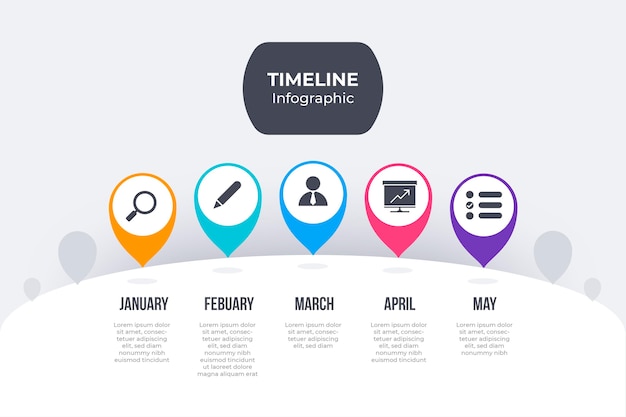 Flat design colorful timeline infographic