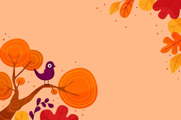 Flat design colourful leaves wallpaper with copy space