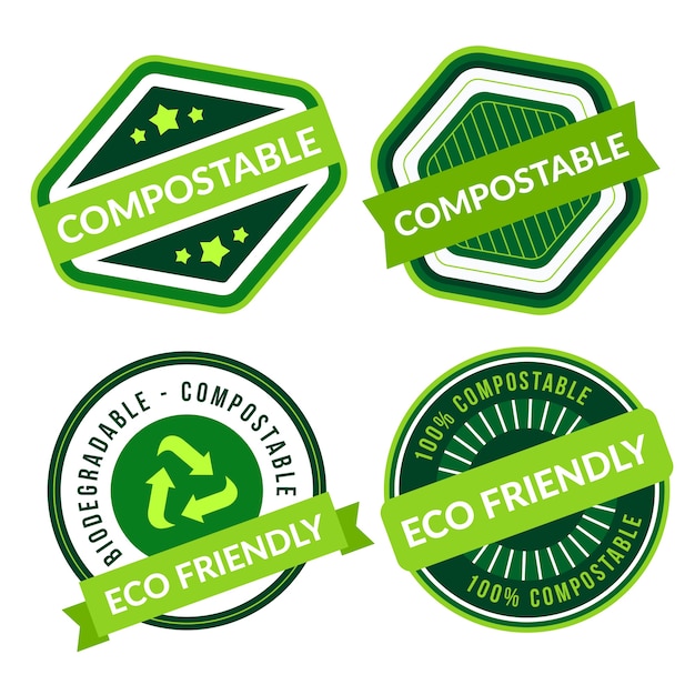 Free Vector flat design compostable labels set