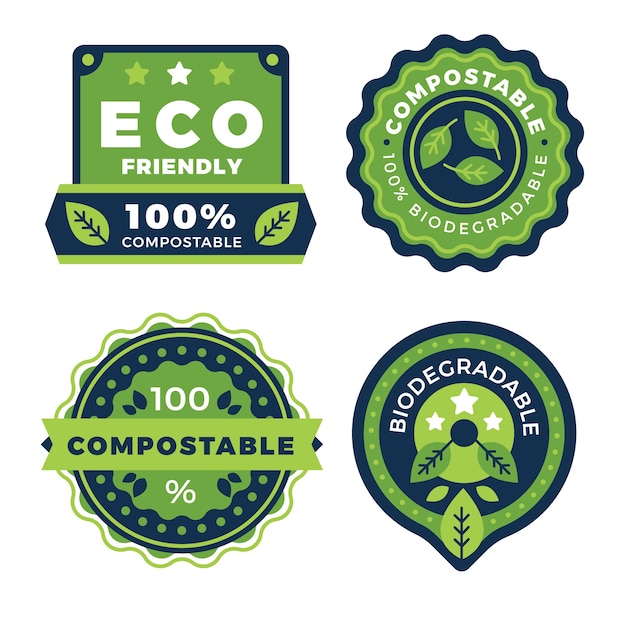 Free Vector flat design compostable labels and stamps