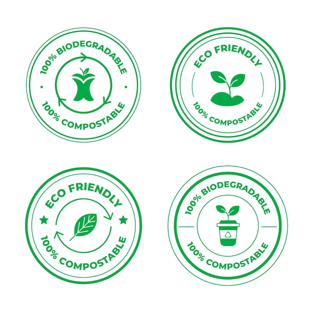 Flat design compostable labels and stamps