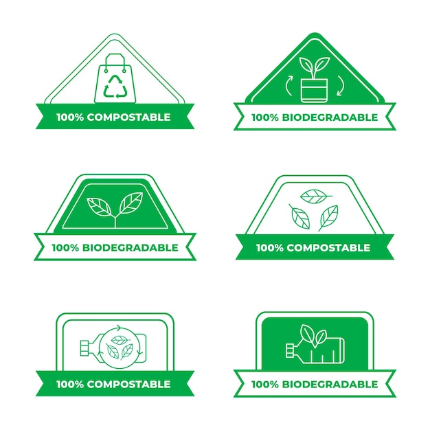 Free Vector flat design compostable labels and stamps