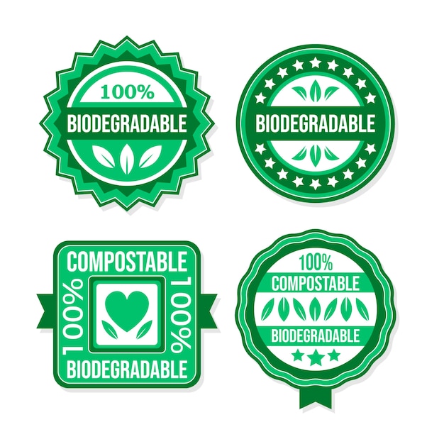 Flat design compostable labels