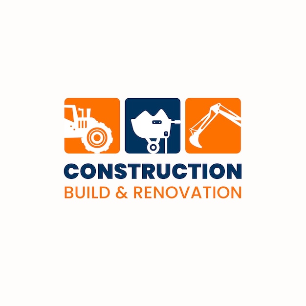 Flat design construction company logo