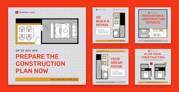 Free Vector flat design construction  design template