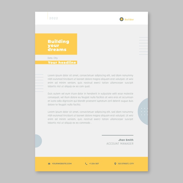 Flat design construction letterhead