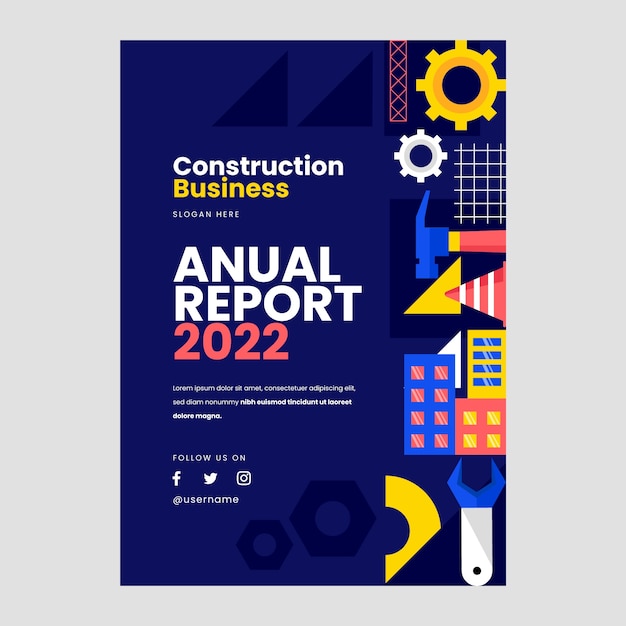 Free Vector flat design construction project annual report