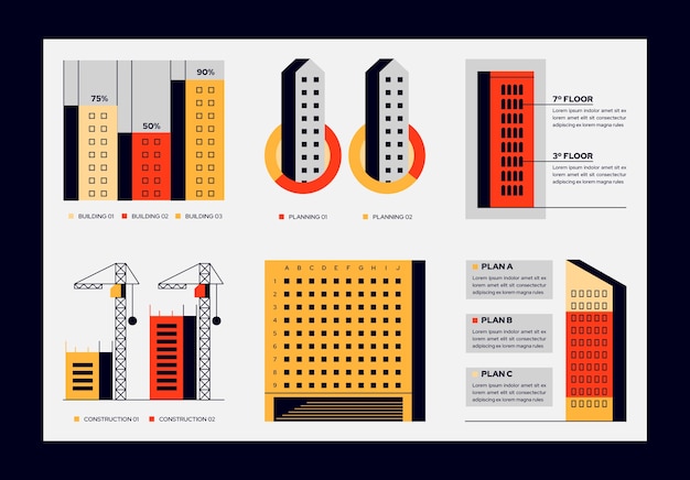 Free Vector flat design construction project infographic