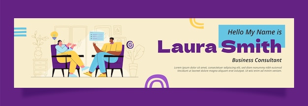 Free Vector flat design consultancy linkedin banner template