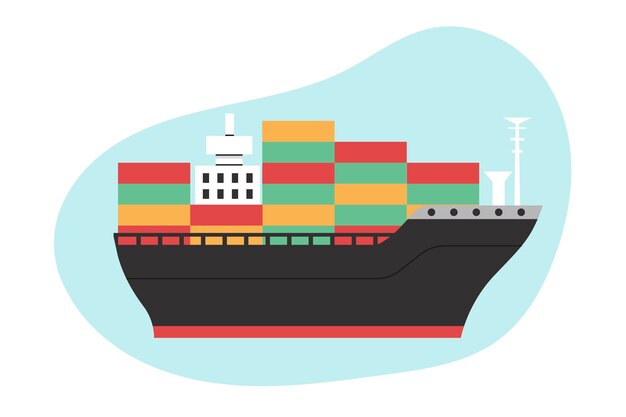 Flat design container ship