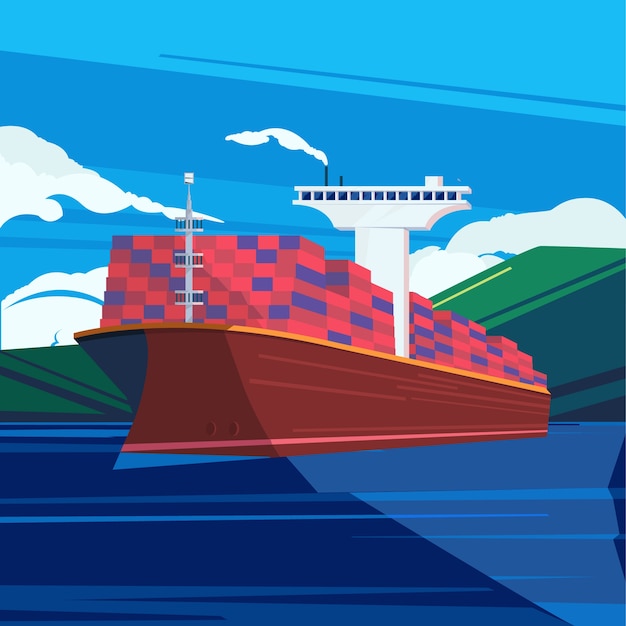 Free Vector flat design container ship