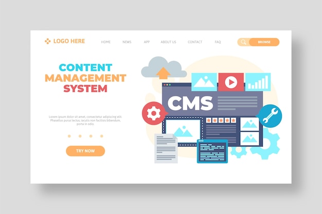 Free vector flat design content management system web template