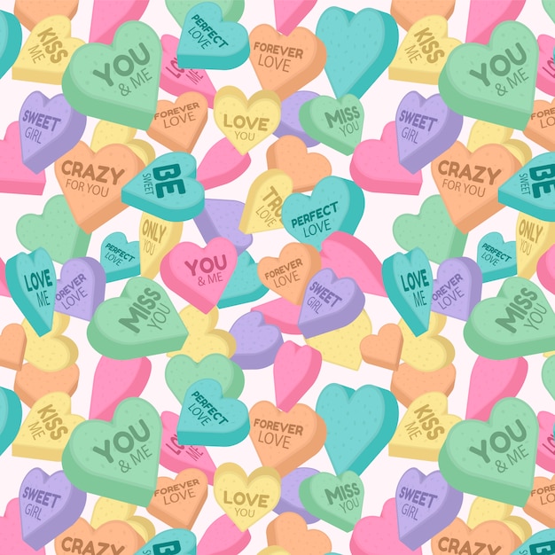 Flat design conversation hearts illustration pattern