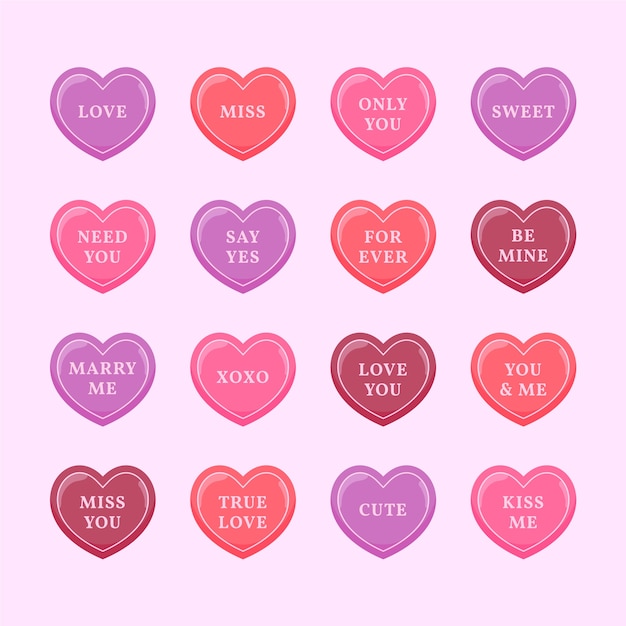 Flat design conversation hearts illustration pattern