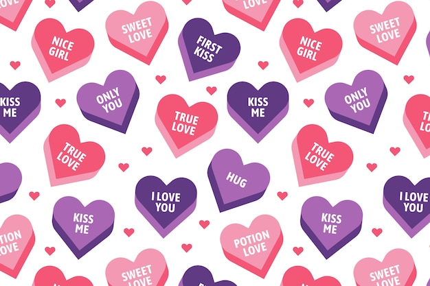 Free Vector flat design conversation hearts repetitive pattern