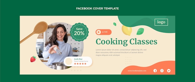 Free vector flat design cooking class facebook cover