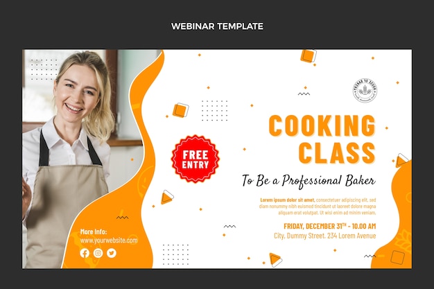 Free vector flat design cooking class webinar