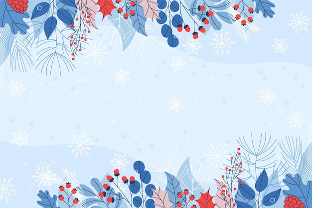 Flat design copy space winter background